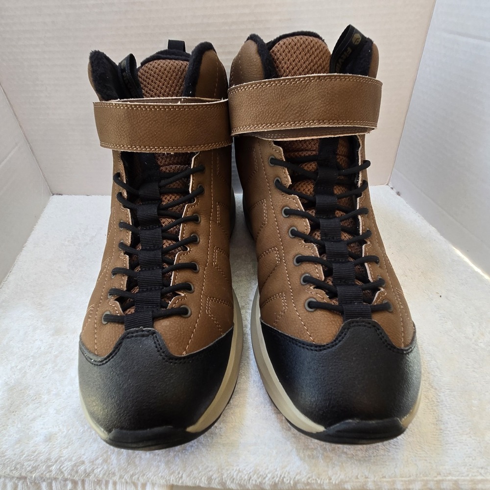 FitVille CozyCore Winter Boots Mens‎ 12W Wide Brown Fleece Lined Comfort Outdoor